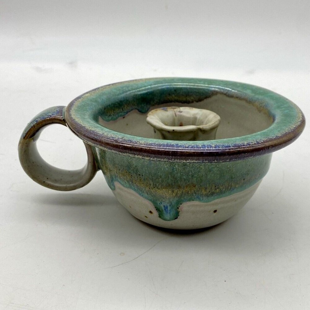 Vintage Sauk Mountain Pottery Chamberstick Candle Holder SMP TN Studio Folk Art